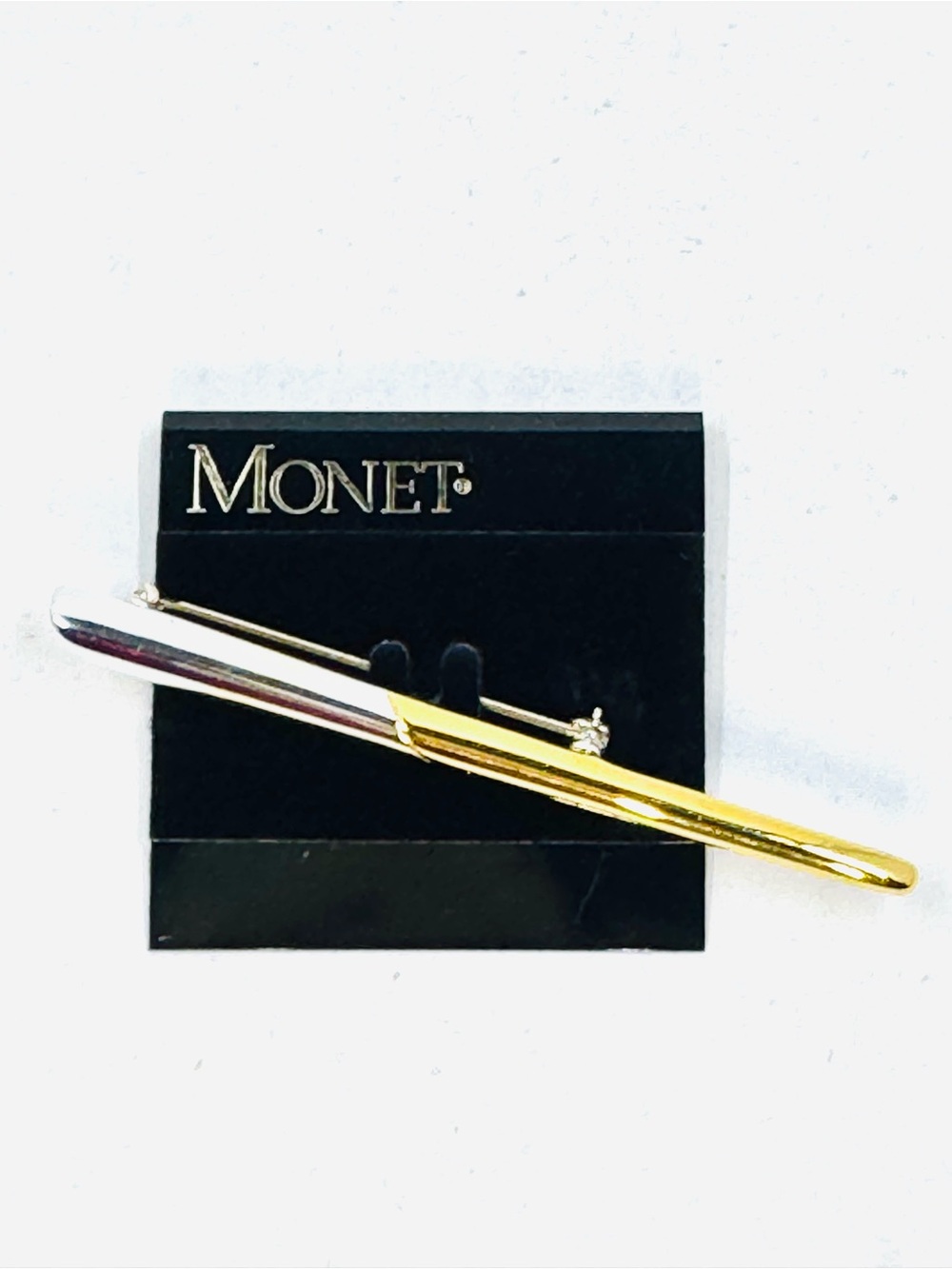 Monet Two-Tone Gold and Silver Bar Brooch New Old Stock